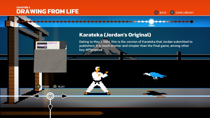 A screenshot from The Making of Karateka.