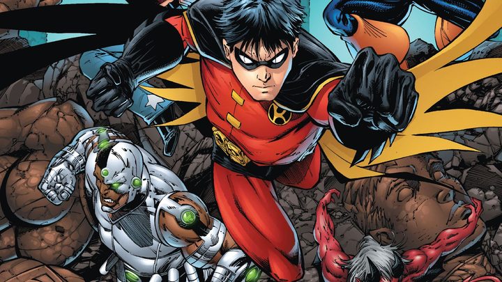 Tim Drake fighting alongside Cyborg