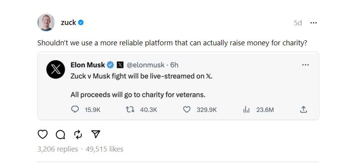 A Thread from Mark Zuckerberg absolutely destroys Elon Musk.