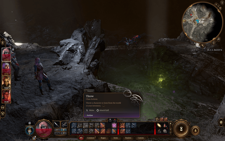 A Drow prepares to throw an item in Baldur's Gate 3.