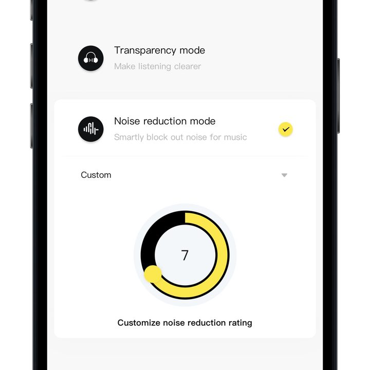 Baseus app for iOS – ANC control screen.