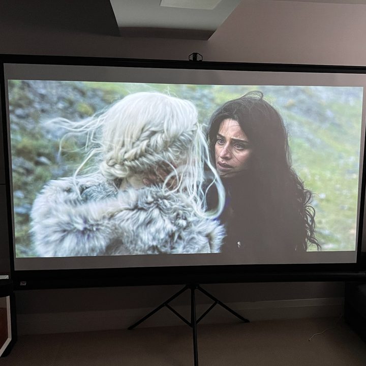 BenQ HT4550i projector review: The Witcher with light in the room, and scene with Yennifer and Ciri
