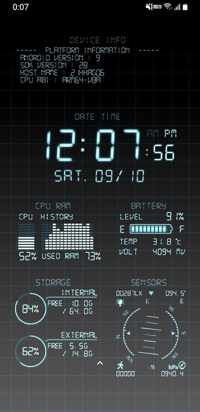 Device stats in a cooler blue and black.