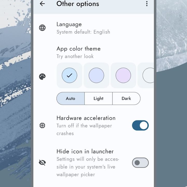 Settings in Doodle.