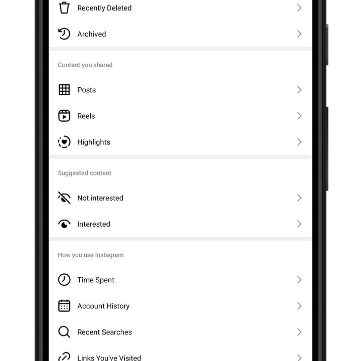 Where to find Download your data in Instagram.