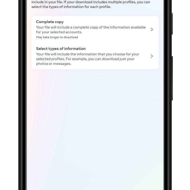 Choosing whether you want all your data or just part.