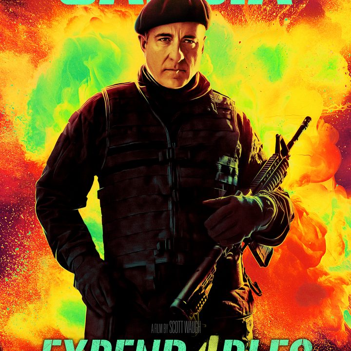 Andy Garcia holds a gun on Expend4bles poster.