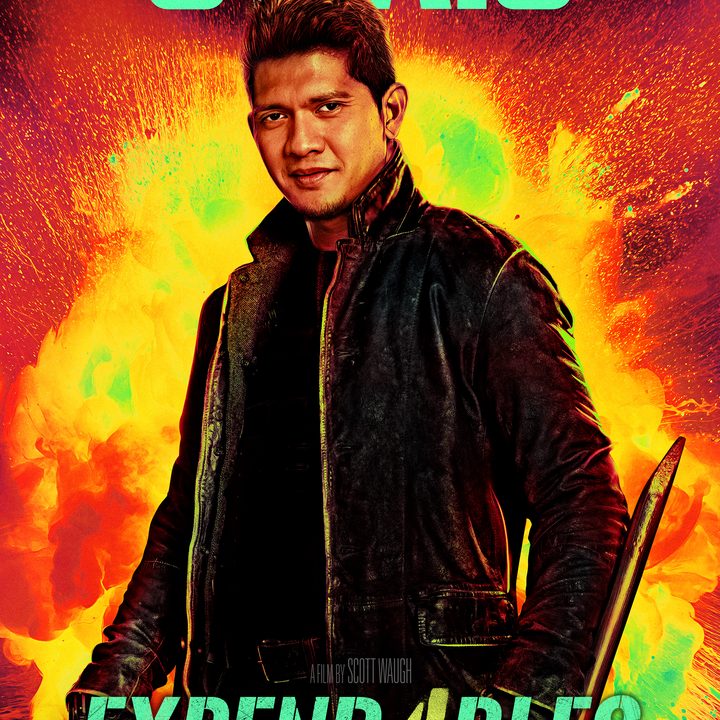 Iko Uwais stands on the Expend4bles poster.
