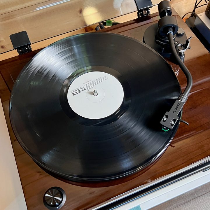 The Fluance RT81+ from above spinning Radiohead's OK Computer.