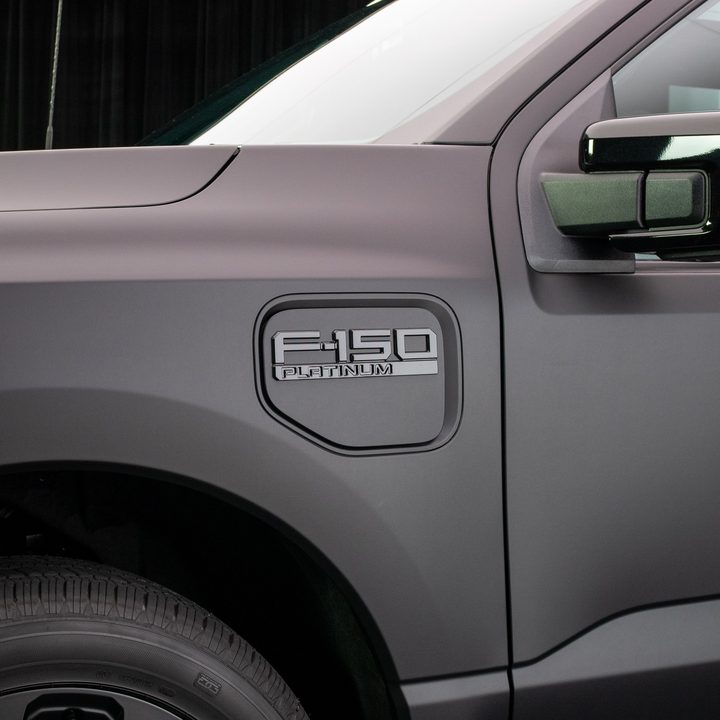 A Ford F-150 Lightning Platinum Black model.