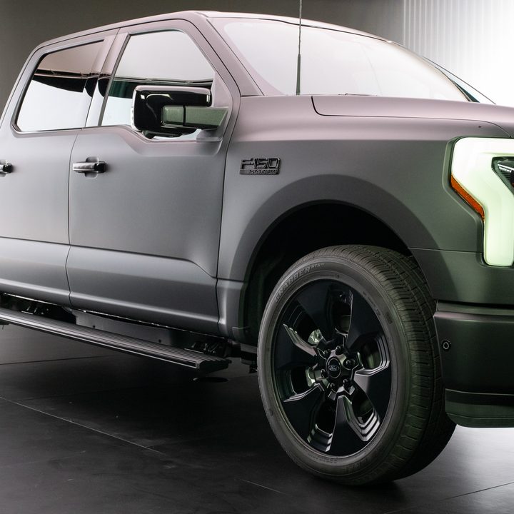 A Ford F-150 Lightning Platinum Black model.