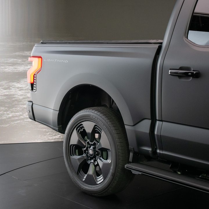 A Ford F-150 Lightning Platinum Black model.