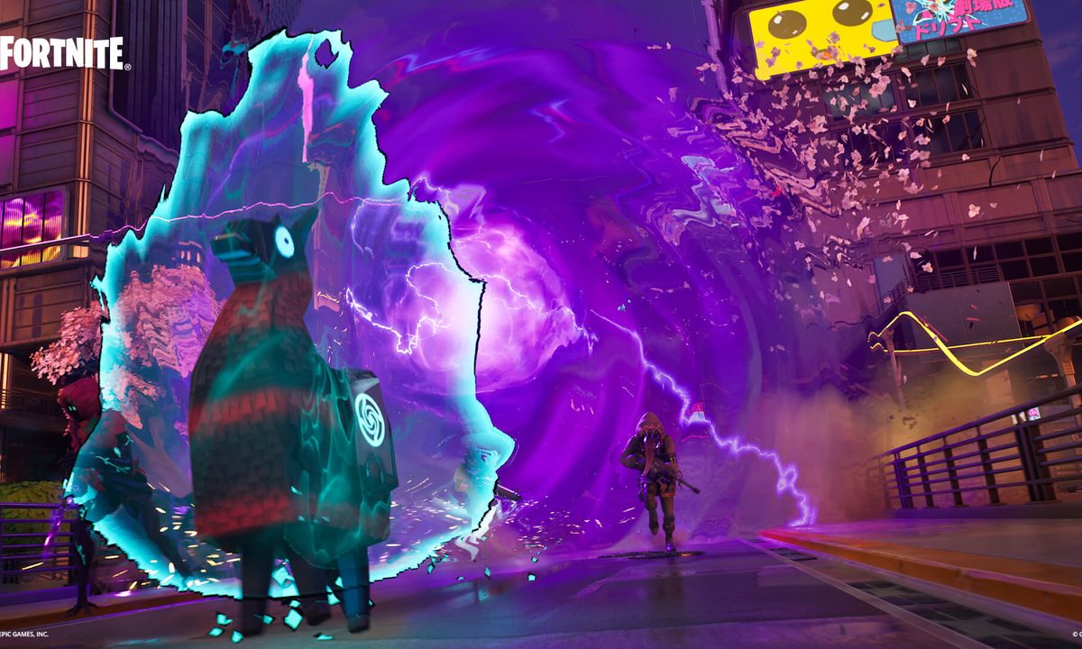 Screenshot showing a Cursed Llama exiting a rift