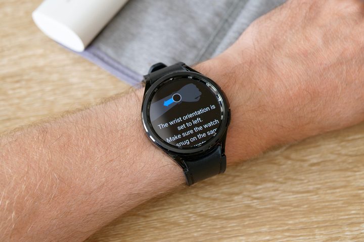 Taking a blood pressure measurement on the Samsung Galaxy Watch 6 Classic.