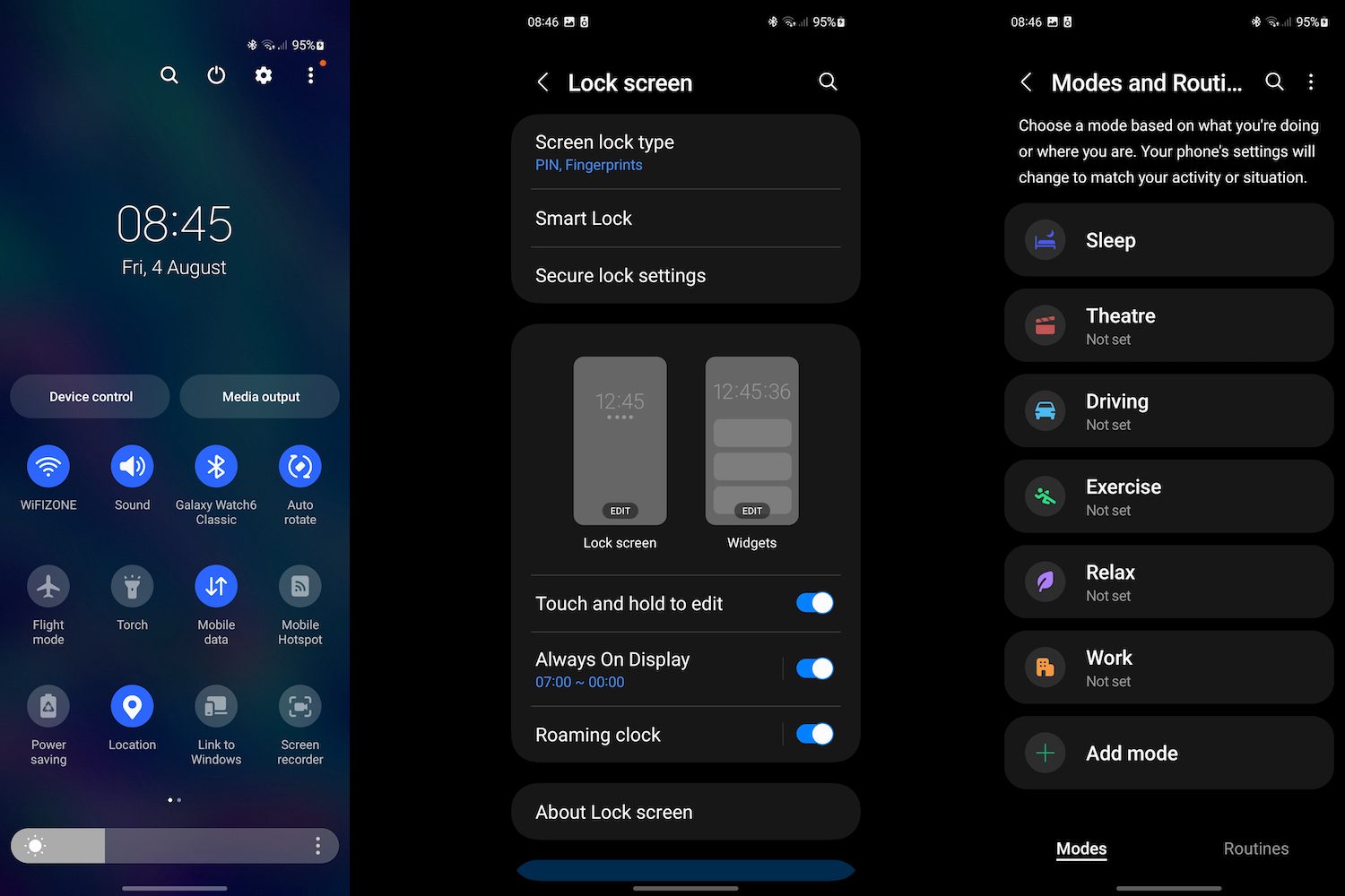 Screenshots of the Samsung Galaxy Z Fold 5's software.