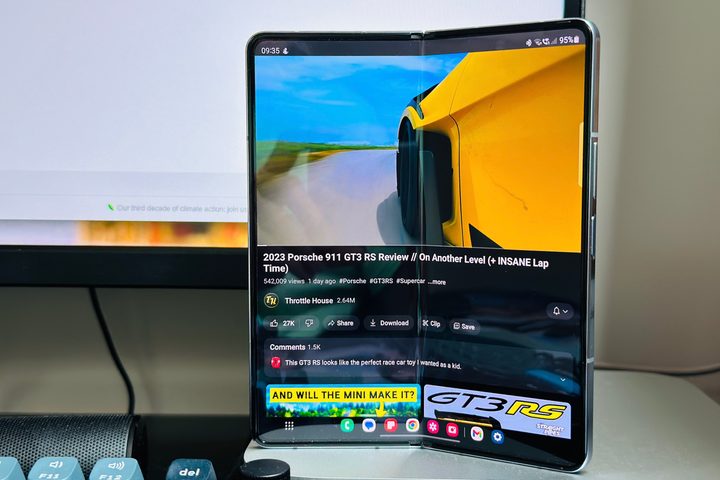 A video playing on the Samsung Galaxy Z Fold 5.
