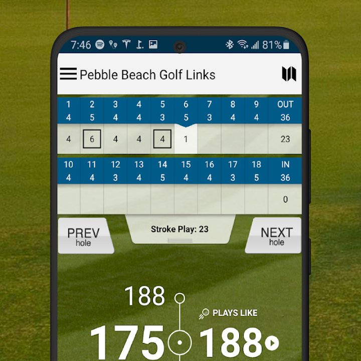Using the rangefinder feature in Golf Pad.