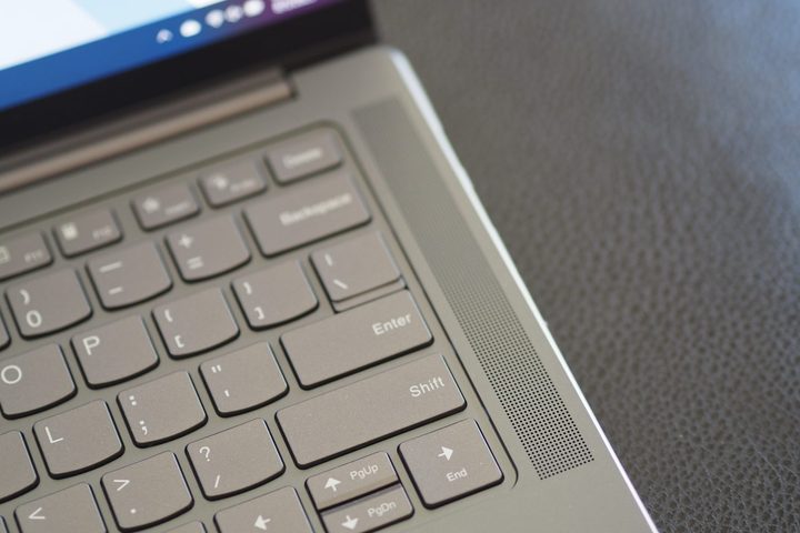 Lenovo Slim Pro 9i 14 top down view showing speaker.