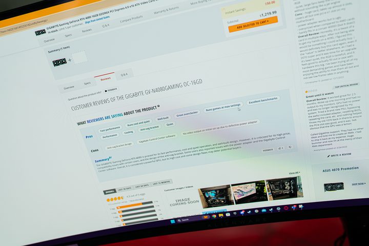 AI-generated review on Newegg's website.