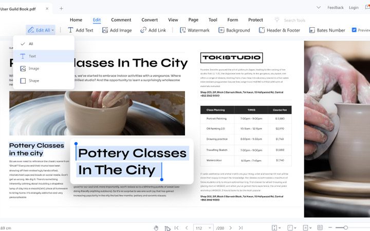 Editing PDF files in PDFelement Pro.