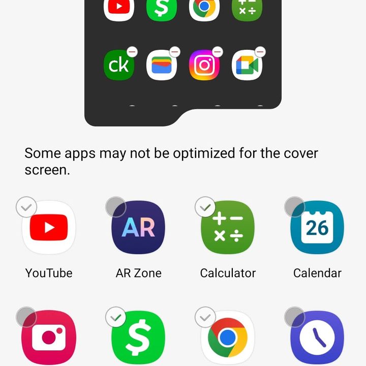 Using the Good Lock app on the Galaxy Z Flip 5 to run apps on the cover screen.