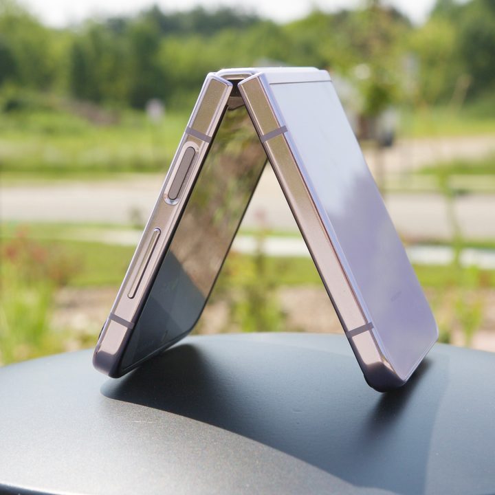 The Samsung Galaxy Z Flip 5 popped up in a tent-like mode.