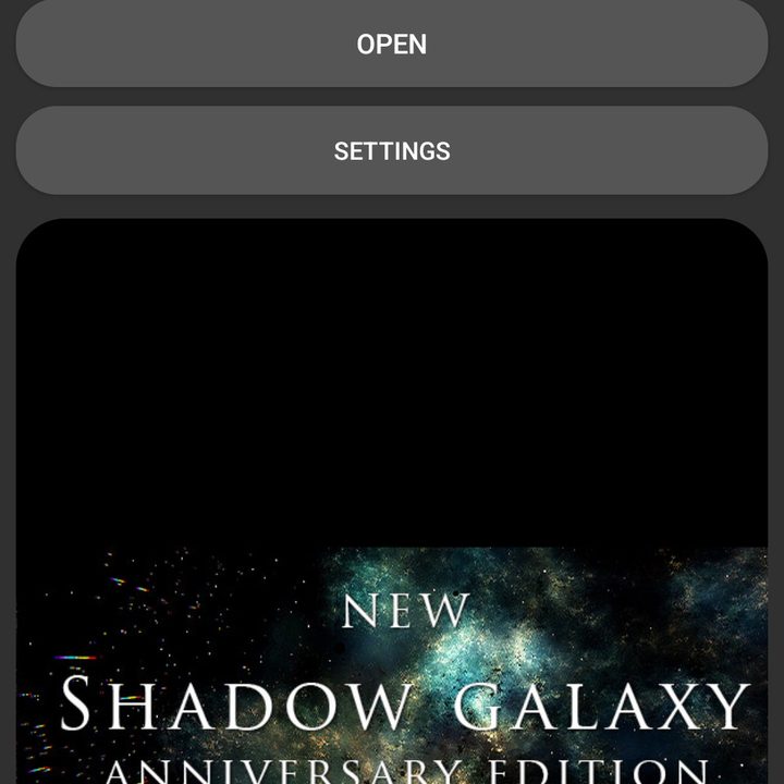 The main screen of Shadow Galaxy.