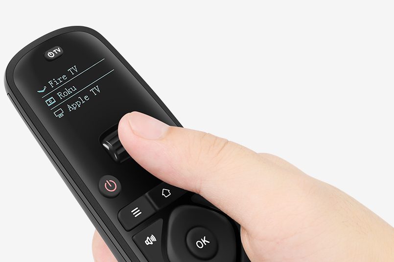 The Sofabaton U2 universal remote in someone's hand.