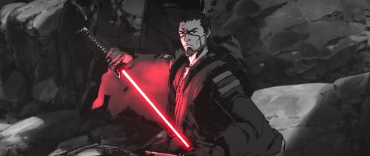 The Ronin, a stylized lightsaber-wielding warrior, draws a red lightsaber from his robe.