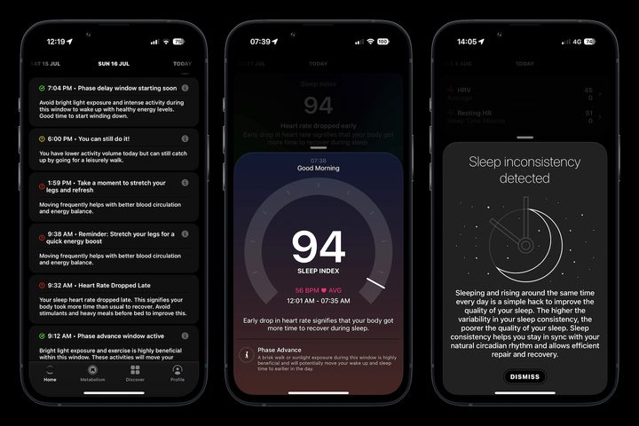 Screenshots taken from the Ultrahuman Air app.