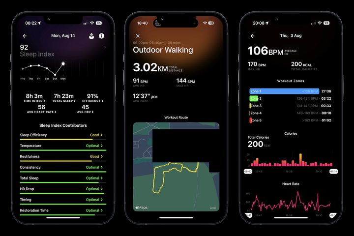 Screenshots taken from the Ultrahuman Air app.