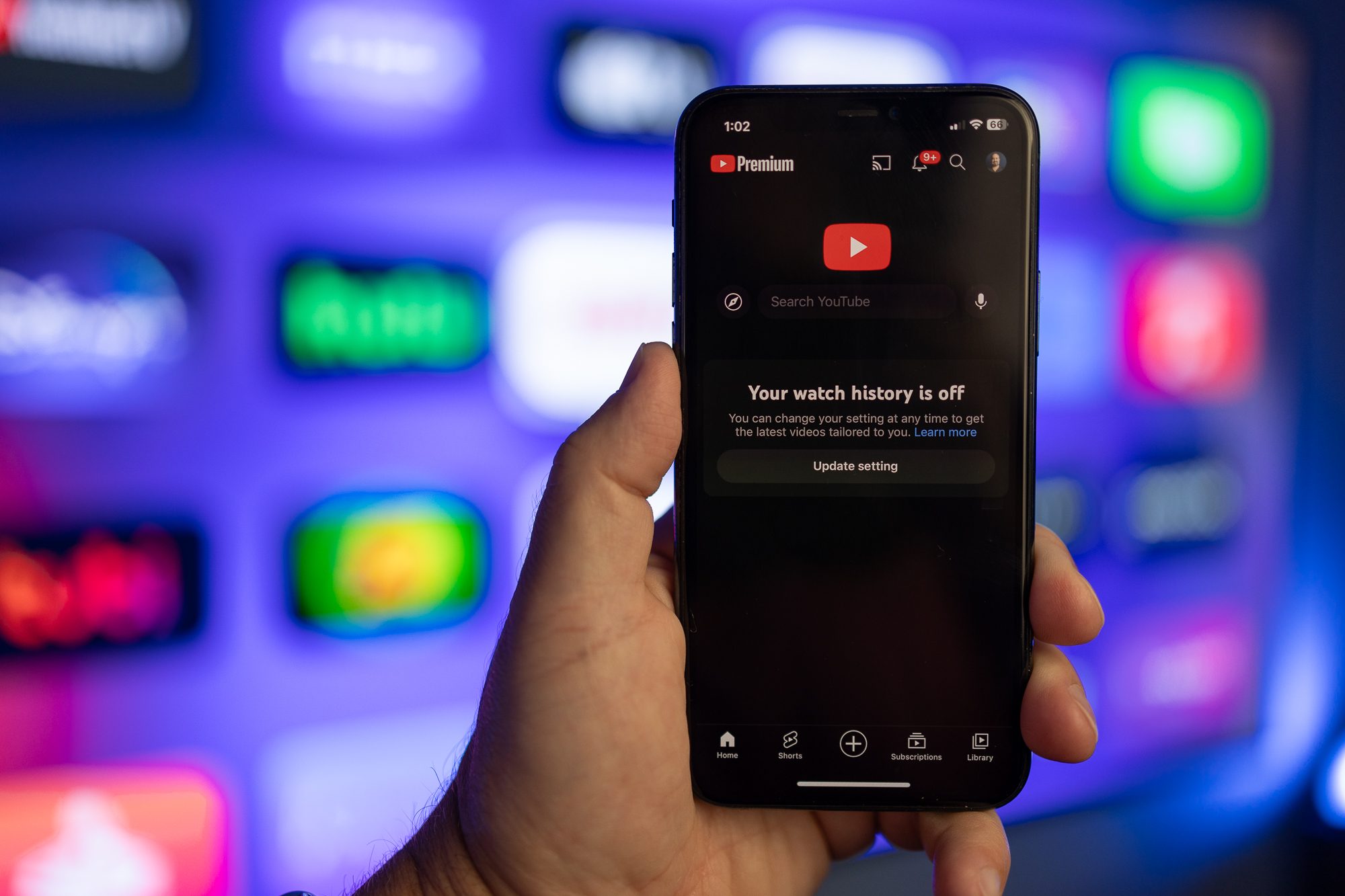The YouTube app on an iPhone.