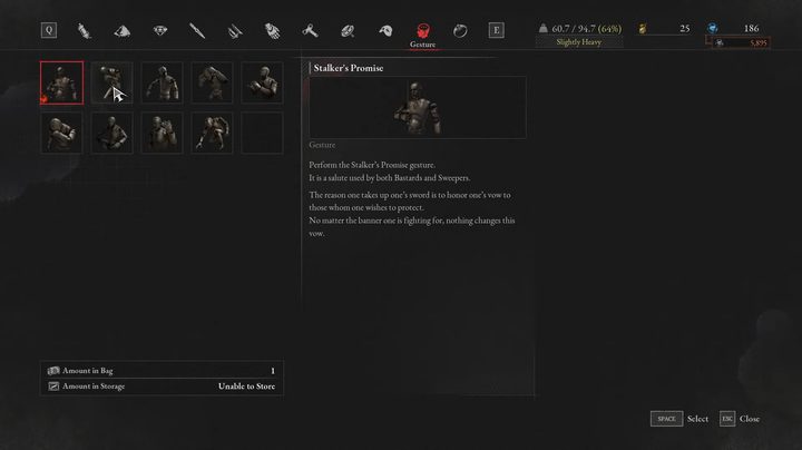 A description of an emote in Lies of P.