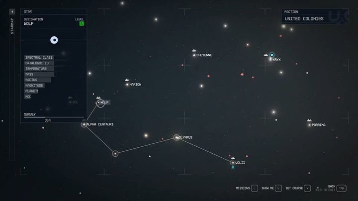 A starmap in Starfield.