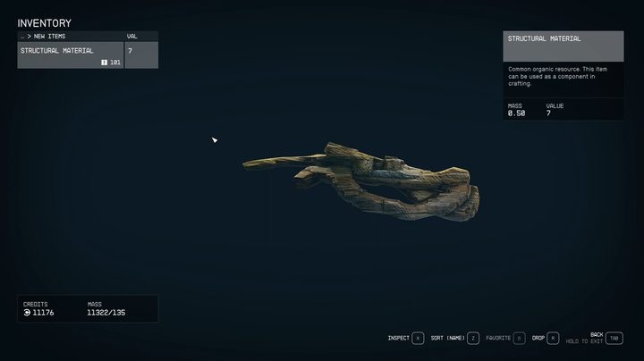 A piece of structural materials in an inventory.