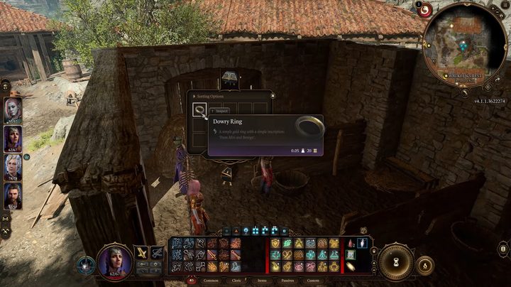 A party looting a ring from a haystack in Baldur's Gate 3.