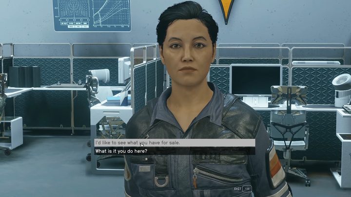A woman in starfield selling ammo.