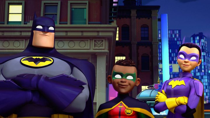 Batman, Robin, and Batgirl in Bathweels.