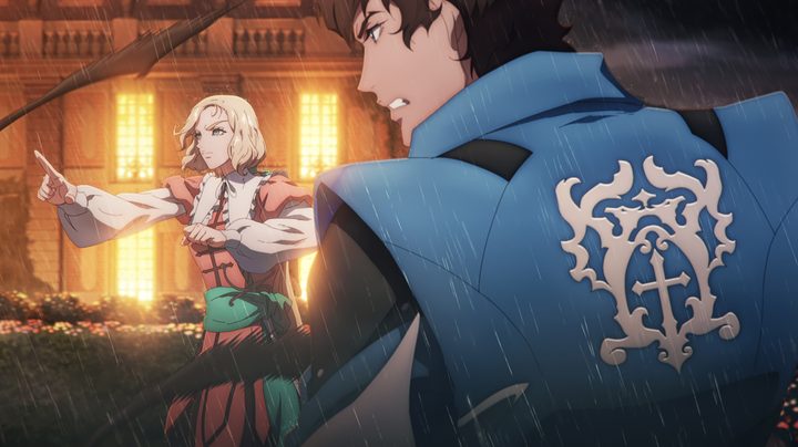Richter and Maria preparing for battle in Castlevania: Nocturne key art.