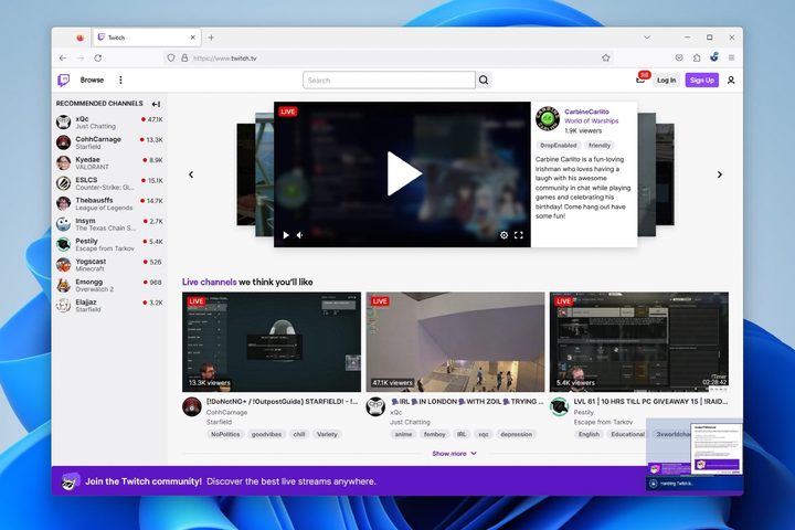 The Consent-O-Matic web browser extension being used to automatically reject cookies on Twitch.tv.