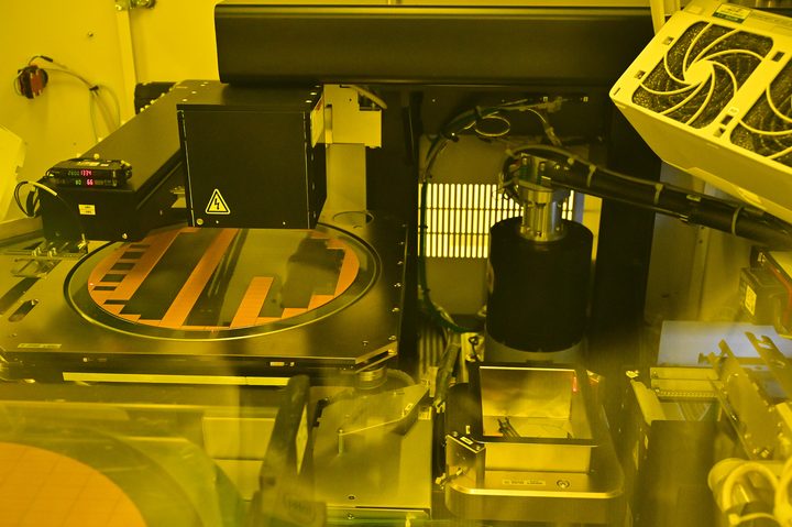 A machine that cuts and separates CPU dies from the entire wafer at the Intel Penang facility in Malaysia.
