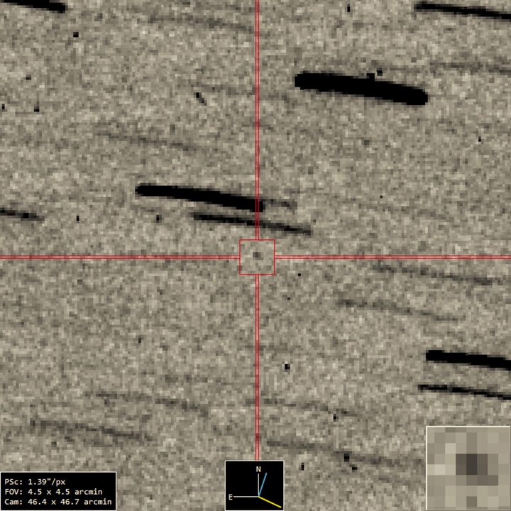 Is it a spacecraft? An asteroid? Well, both. This small central speck is the first image of a spacecraft on its way home, carrying with it a sample from an asteroid hundreds-of-millions, if-not-billions-of-years old. The spacecraft is NASA’s OSIRIS-REx, the asteroid is Bennu.