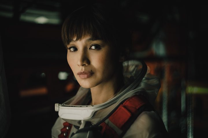 Gemma Chan wears a spacesuit in The Creator.