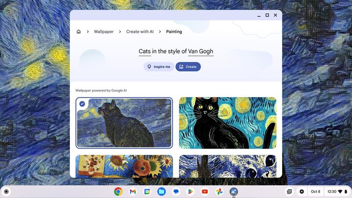 Generative wallpapers in Chromebook Plus.