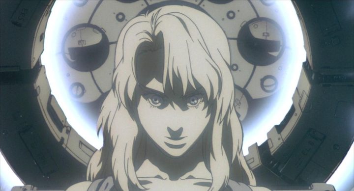 Close-up of the Puppet Master in its humanoid shell in Ghost in the Shell (1995)