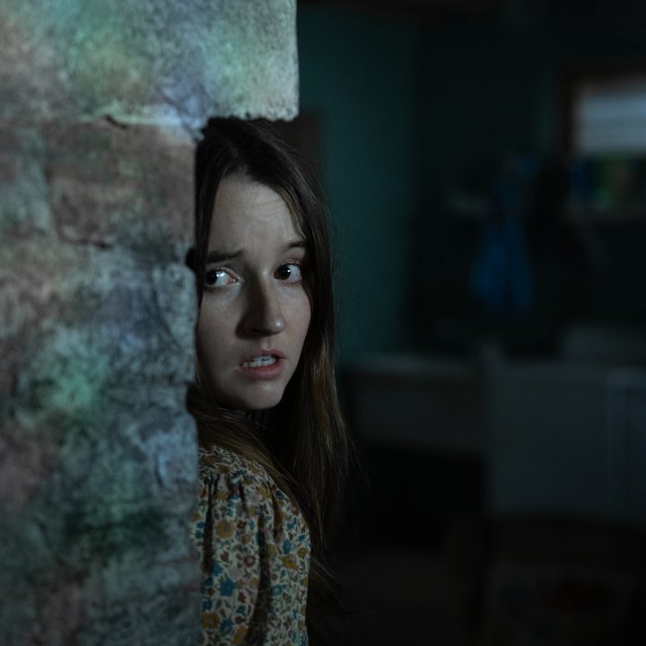 Kaitlyn Dever hides in a basement in No One Will Save You.