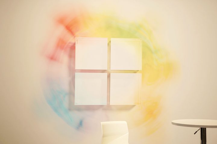 The Microsoft logo at the company's September 2023 event.