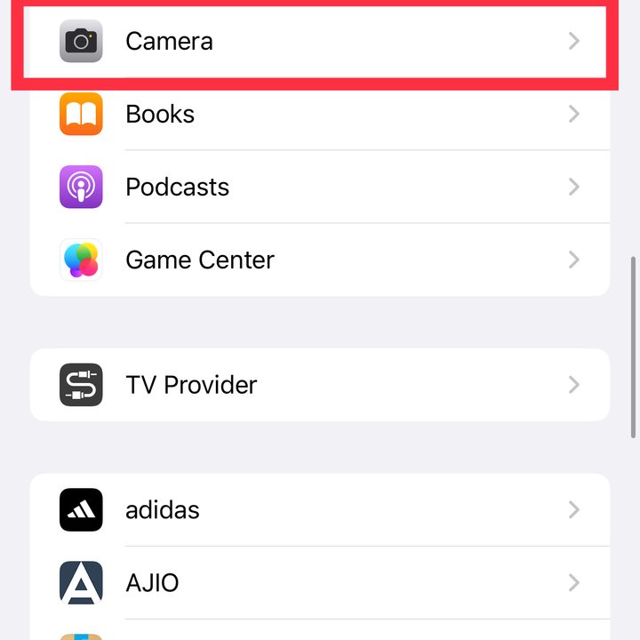 Go to Settings > Camera.