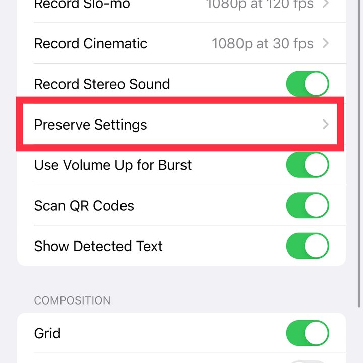 Tap on Preserve Settings.