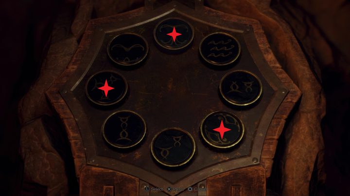 Stars showing which buttons to press on a mechanism